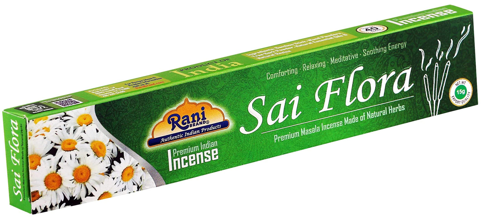 Rani Sai Flora Incense (Premium Masala Incense Made of Natural Herbs) 15g x 10 Packets ~ Total of 100 Incense sticks | For Puja Purposes | Indian Origin