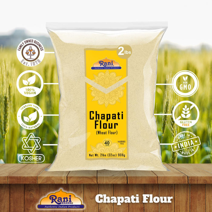 Rani Chapati Flour (100% Pure Whole Wheat Atta), For Making Roti & Indian Breads 32oz (2lbs) 908g ~ All Natural | Vegan | No Salt or Colors | NON-GMO | Kosher | Indian Origin