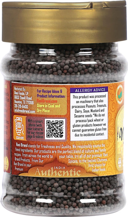 Rani Black Mustard Seeds Whole Spice (Rai Sarson) 3.5oz (100g) PET Jar ~ All Natural | Gluten Friendly | NON-GMO | Kosher | Vegan | Indian Origin