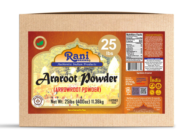 Rani Araroot (Arrowroot) Powder, Starch 400oz (25lbs) 11.36kg Bulk Box ~ All Natural | Gluten Friendly | No Color | Vegan | NON-GMO | Kosher | Indian Origin