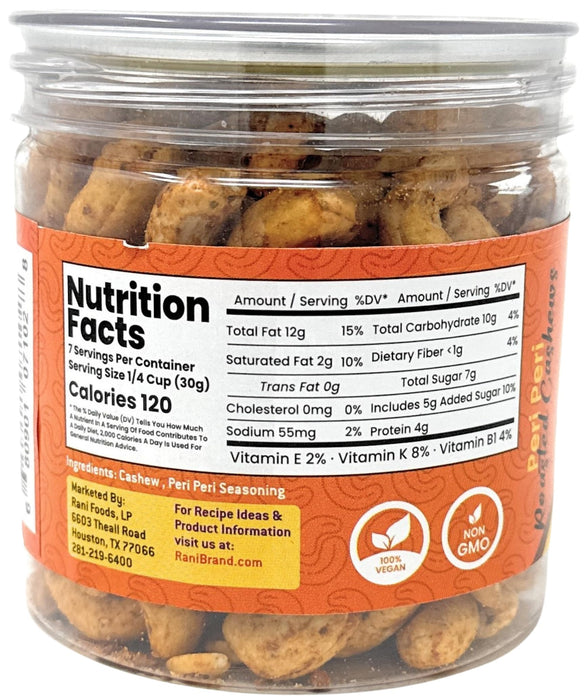 Rani Roasted Cashews Variety Pack (Salted, Black Pepper, Peri Peri) 7oz (200g) Pack of 3, PET Jar, Non-Fried, Oil Free ~ All Natural | Vegan | Gluten Friendly | NON-GMO | Kosher | Air Roasted