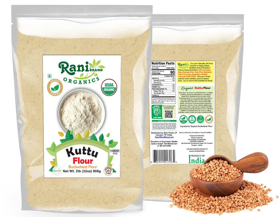 Rani Organic Kuttu (Buckwheat) Flour 32oz (2lbs) 908g Bulk ~ All Natural | Gluten Friendly | NON-GMO | Kosher | Vegan | Indian Origin | USDA Organic Certified