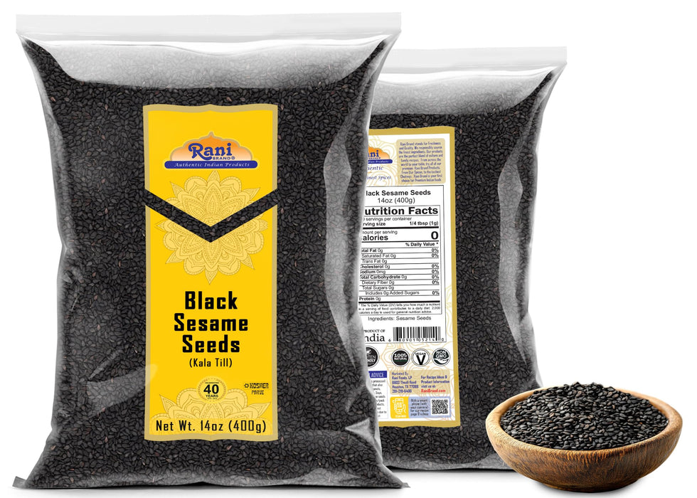 Rani Sesame Seeds Whole Black, Raw (Kala Till) 14oz (400g) ~ All Natural | Gluten Friendly | NON-GMO | Kosher | Vegan | Indian Origin