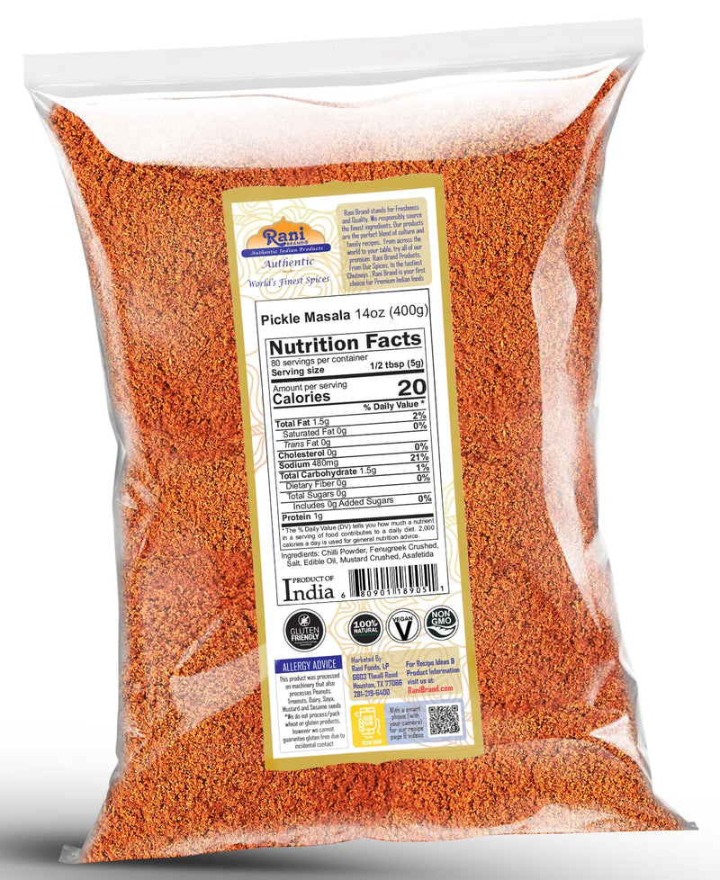 Rani Pickle (Achar) Masala Natural Indian Spice Blend 14oz (400g) ~ All Natural | Vegan | Gluten Friendly | NON-GMO | Kosher | No colors | Indian Origin