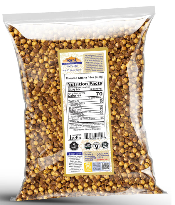 Rani Roasted Chana (Chickpeas) Plain Flavor 14oz (400g) ~ All Natural | Vegan | No Preservatives | Gluten Friendly | Kosher | Indian Origin | Great Snack, Ready to Eat