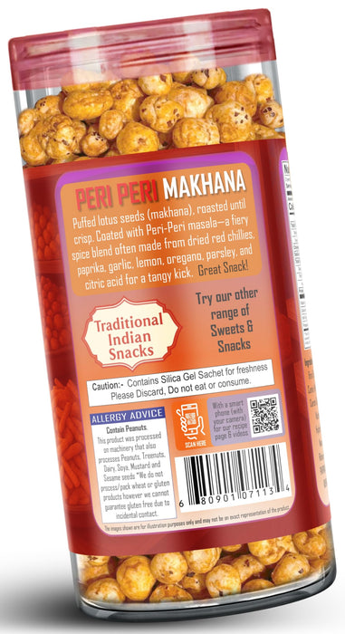 Rani Roasted Makhana (Fox Nut/Popped Lotus Seed) Peri Peri Flavor 2.6oz (75g) Ready to eat, Hand Picked Foxnuts ~ High in Protein | Vegan | Gluten Friendly | NON-GMO | Kosher | Indian Origin