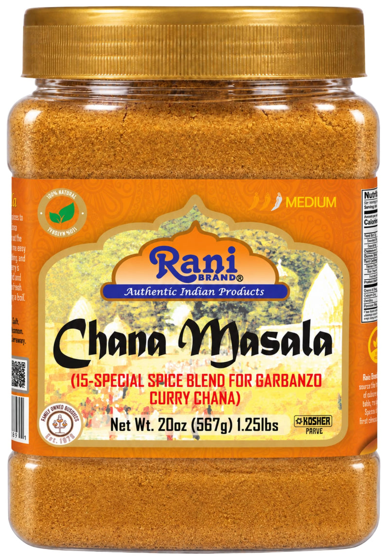 Rani Chana Masala (Garbanzo Curry 15-Spice Blend) 20oz (1.25lbs) 567g PET Jar ~ All Natural | Vegan | No Colors | Gluten Friendly | NON-GMO | Kosher | Indian Origin