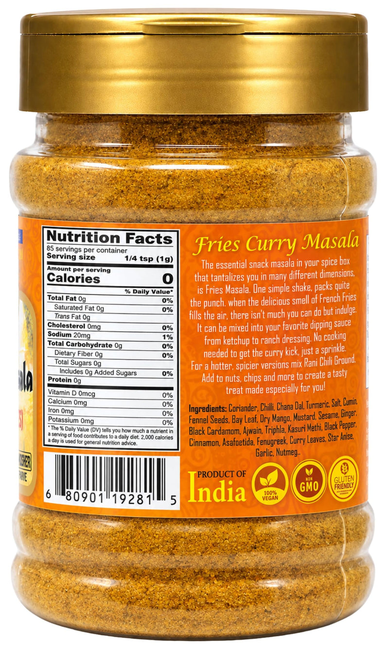 Rani French Fries Masala 3oz (85g) 21 Spice Blend, Shaker Top For Your Fries or Eggs ~ All Natural | Vegan | Gluten Friendly | NON-GMO | Kosher | Indian Origin