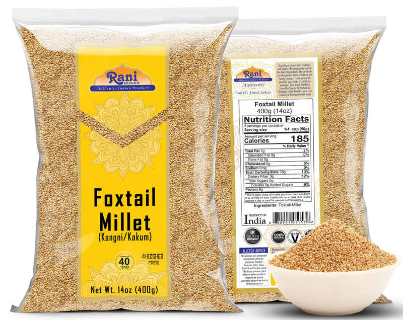 Rani Foxtail Millet Polished (Setaria italica) Ancient Grains 400g (14oz) ~ All Natural | Gluten Friendly | NON-GMO | Kosher | Vegan | Indian Origin