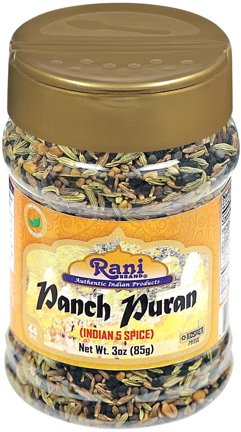 Rani Panch Puran (5 Spice) 3oz (85g) PET Jar ~ All Natural | Vegan | Gluten Friendly | NON-GMO | Kosher | Indian Origin (Equal Blend of Fenugreek, Mustard, Kalonji/Nigella, Fennel and Cumin)