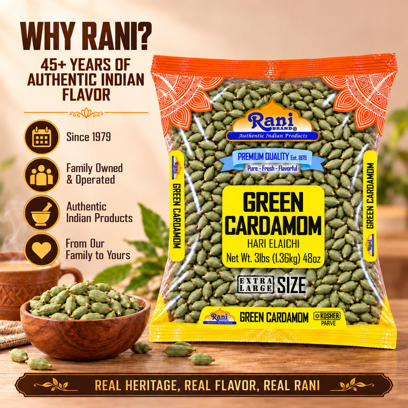 Rani Green Cardamom Pods Spice (Hari Elachi) 48oz (3lbs) 1.36kg Bulk ~ All Natural | Vegan | Gluten Friendly | NON-GMO | Product of India