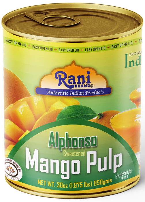 Rani Mango Pulp Puree (Makes Mango Lassi Shakes) Alphonso Sweetened 30oz (1.875lbs) 850g Pack of 18 ~ Kosher | All Natural | NON-GMO | Vegan | No colors | Gluten Friendly | Indian Origin