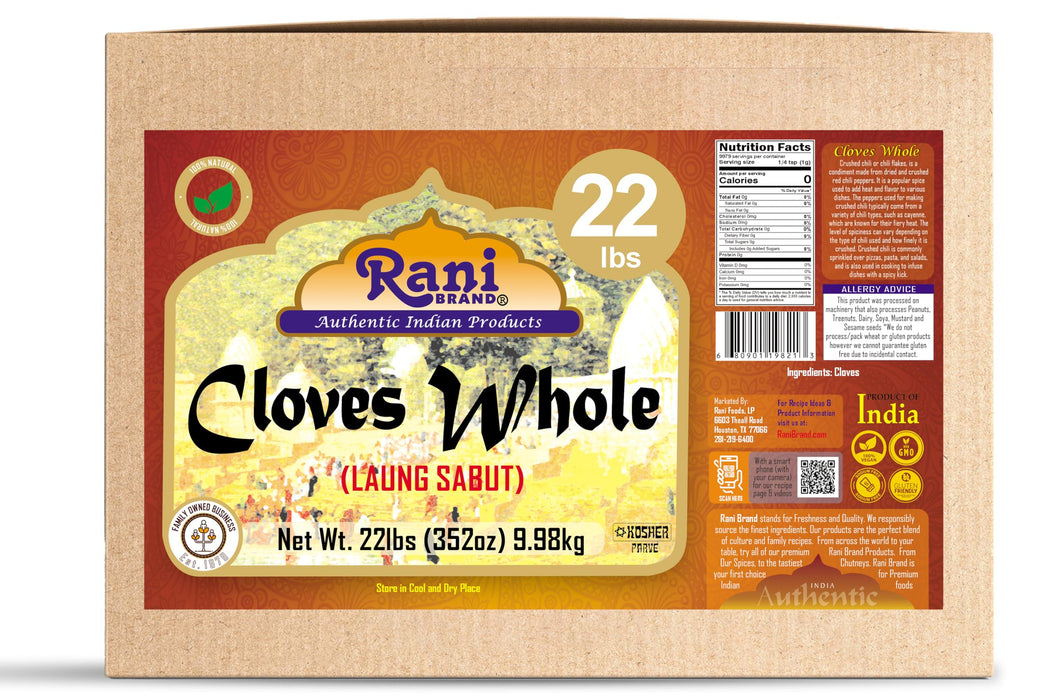 Rani Cloves Whole (Laung) 352oz (22lbs) 9.98kg, Bulk Box, Great for Food, Tea, Pomander Balls and Potpourri, Hand Selected, Spice ~ All Natural | NON-GMO | Kosher | Vegan | Gluten Friendly | Indian Origin