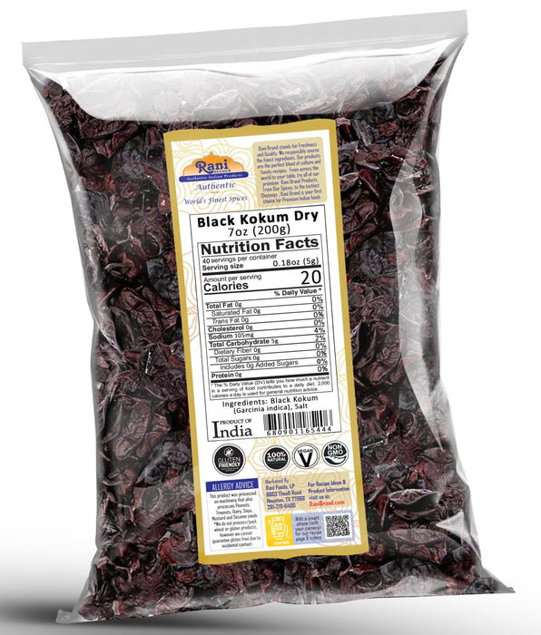Rani Black Kokum (Dry) Garcinia Indica 7oz (200g) ~ All Natural | Gluten Friendly | Vegan | NON-GMO | Kosher | No Salt or fillers | Indian Origin