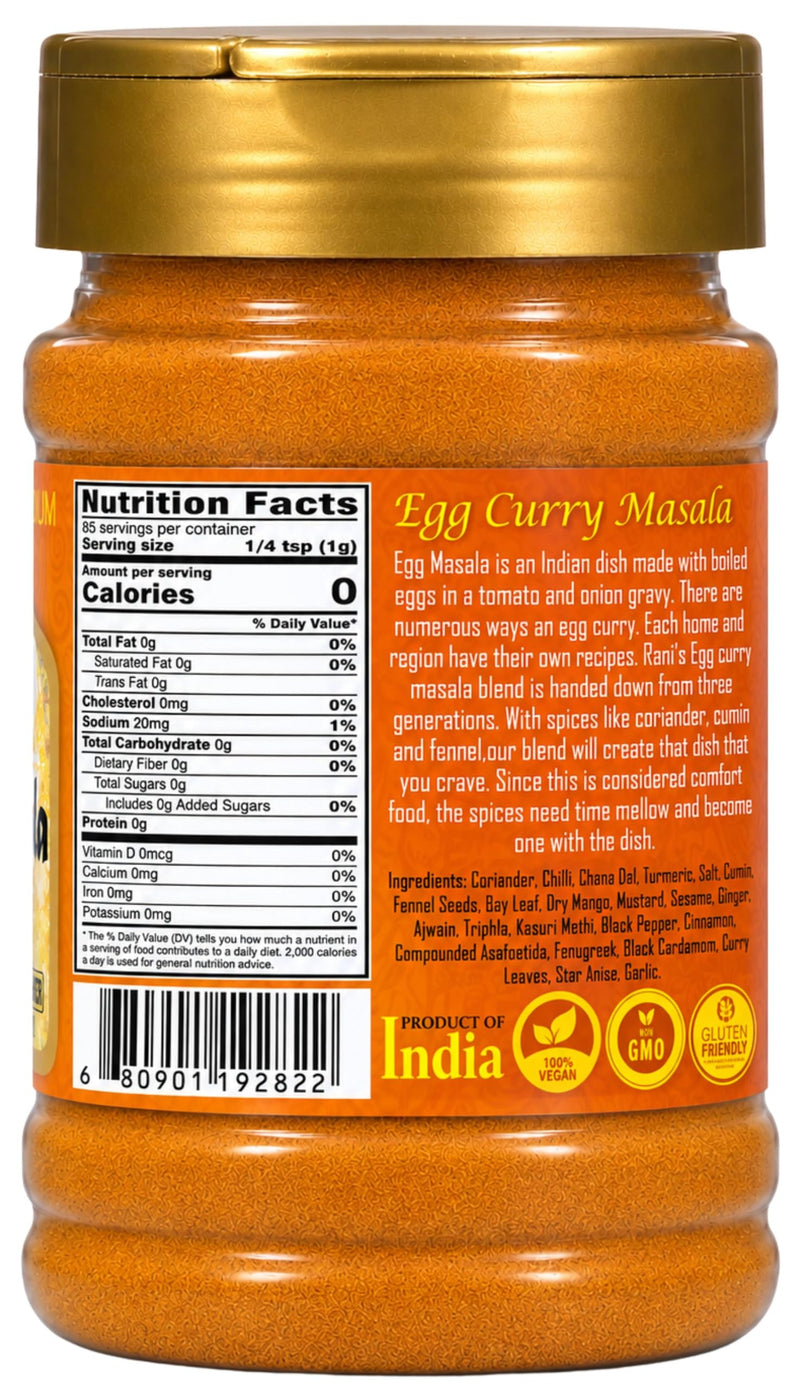 Rani Egg Curry Masala, 21 Spice Blend 3oz (85g) Shaker Top For Your Eggs or Tofu Scramble ~ All Natural | Vegan | Gluten Friendly | NON-GMO | Kosher