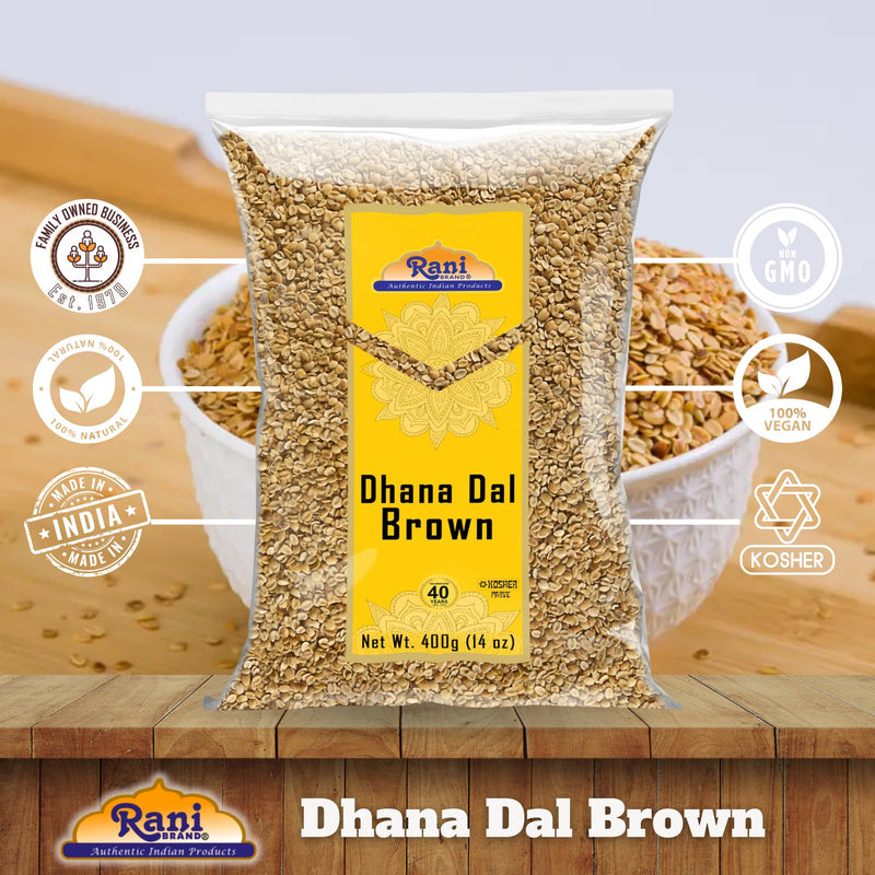 Rani Dhana Dal (Roasted Coriander Seeds) Brown 14oz (400g) ~ All Natural | Vegan | No Colors | Gluten Friendly | NON-GMO | Kosher | Indian Origin