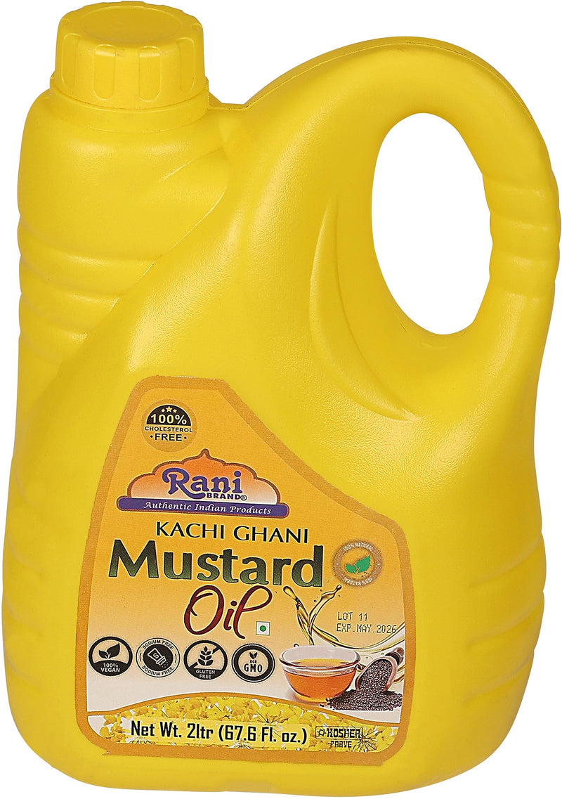 Rani Mustard Oil (Kachi Ghani) 67.6 Ounce (2 Liter) Pack of 6, NON-GMO | Gluten Free | Kosher | Vegan | 100% Natural