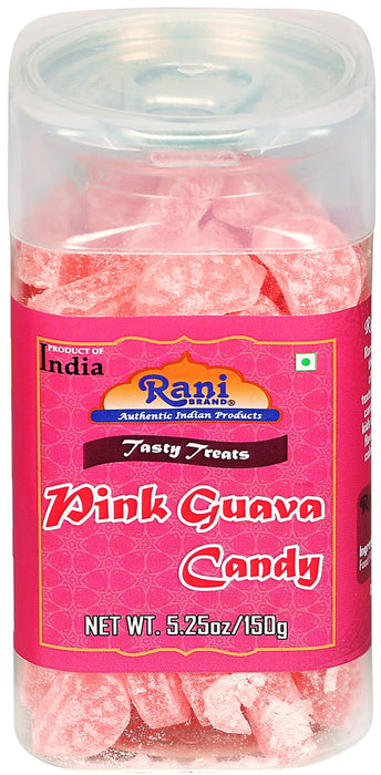 Rani Pink Guava Candy 5.25oz (150g) Vacuum Sealed, Easy Open Top, Resealable Container ~ Indian Tasty Treats | Vegan | Gluten Friendly | NON-GMO | Indian Origin