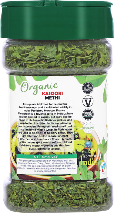 Rani Organic Fenugreek Leaves Dried (Kasoori Methi) 1oz (28g) PET Jar ~ All Natural | Vegan | Gluten Friendly | NON-GMO | Indian Origin | USDA Certified Organic
