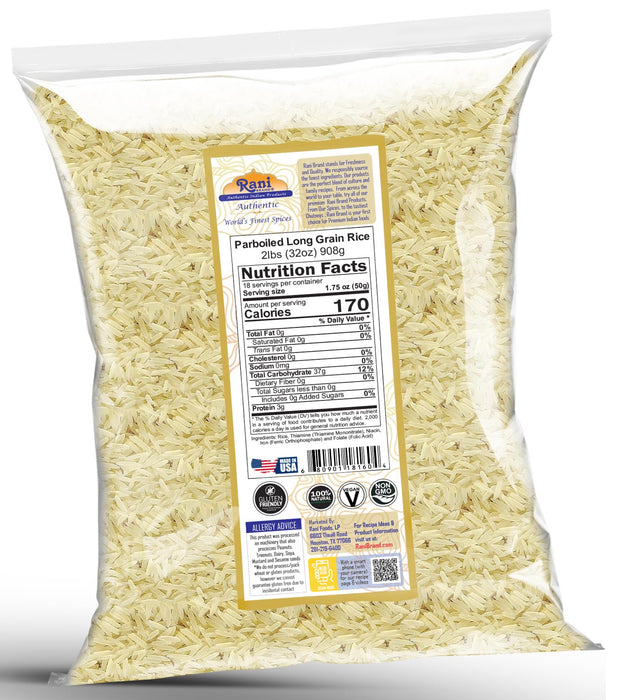 Rani Parboiled Long Grain Rice 32oz (2lbs) 908g ~ All Natural | Gluten Friendly | Vegan | Non-GMO| Kosher | Product of USA