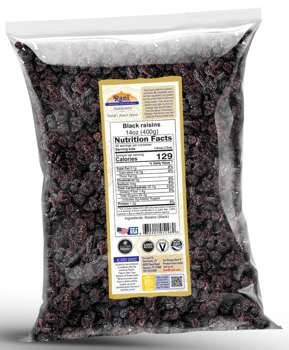 Rani Black Raisins 14oz (400g) ~ All Natural | Gluten Friendly | Non-GMO | Kosher | Vegan | Product of USA