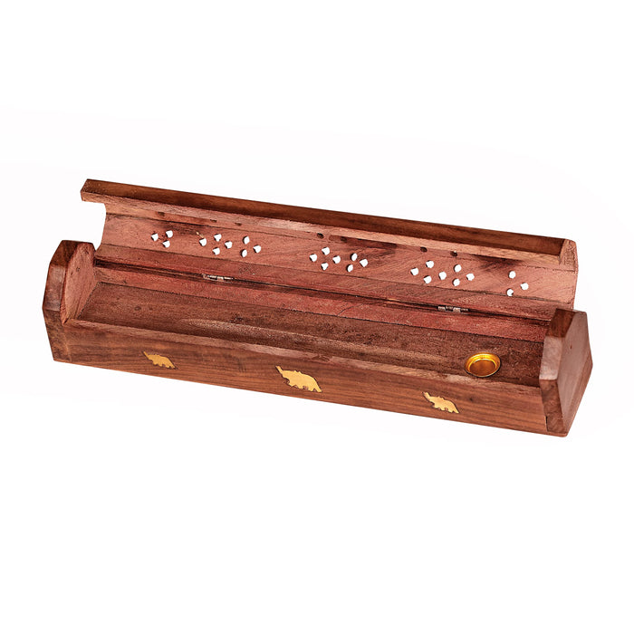 Rani Incense Burner Box (Premium Hand Carved Wood) Incense Stick Holder | Ash Catcher | Ideal for Meditation and Home Décor | Ritual Purpose | Makes a Great Gift!
