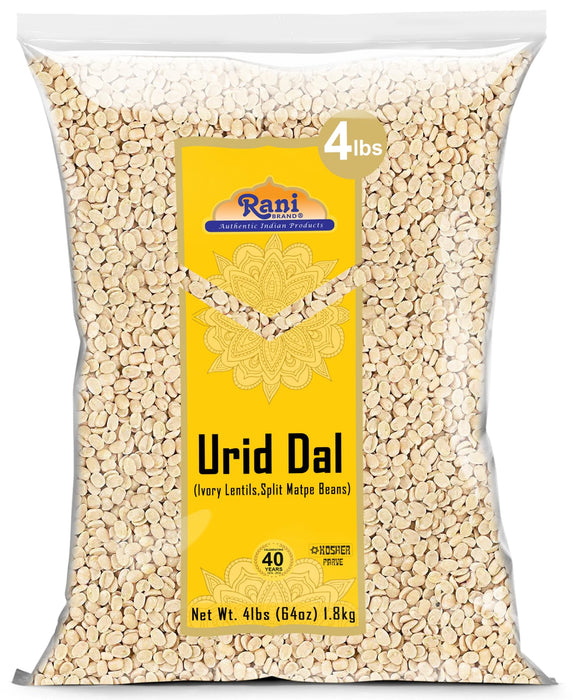 Rani Urid/Urad Dal (Split Matpe Beans Skinless) Indian Lentils 64oz (4lbs) 1.81kg ~ All Natural | Gluten Friendly | NON-GMO | Kosher | Vegan | Indian Origin