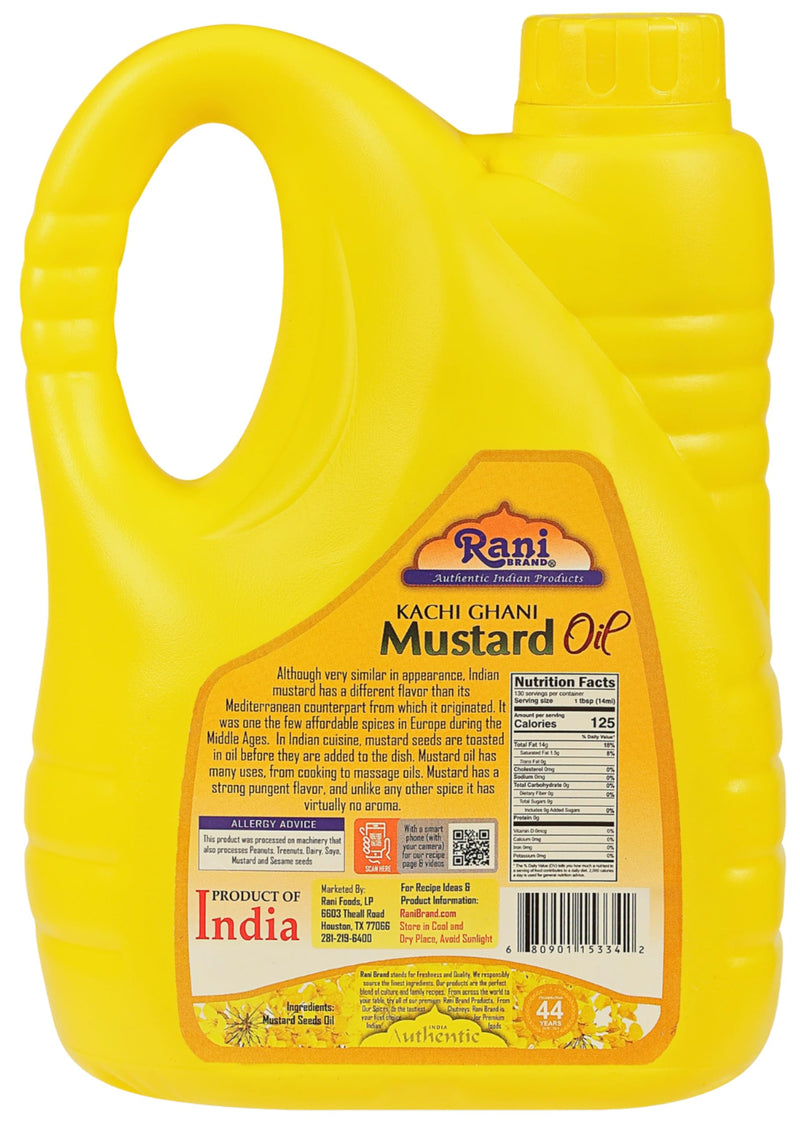 Rani Mustard Oil (Kachi Ghani) 67.6 Ounce (2 Liter) NON-GMO | Gluten Free | Kosher | Vegan | 100% Natural