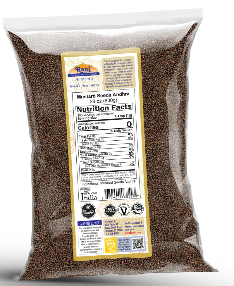 Rani Andra Mustard Seeds (Rai) Whole Spice (Rai Sarson) 28oz (800g) ~ All Natural | Gluten Friendly | NON-GMO | Kosher | Vegan | Indian Origin