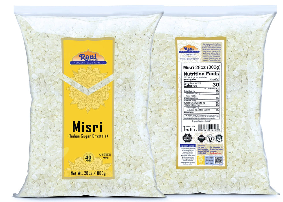 Rani Misri (Indian Sugar Crystals) 28oz (800g) ~ All Natural | Gluten Friendly | No Colors | Vegan | Kosher | Indian Origin