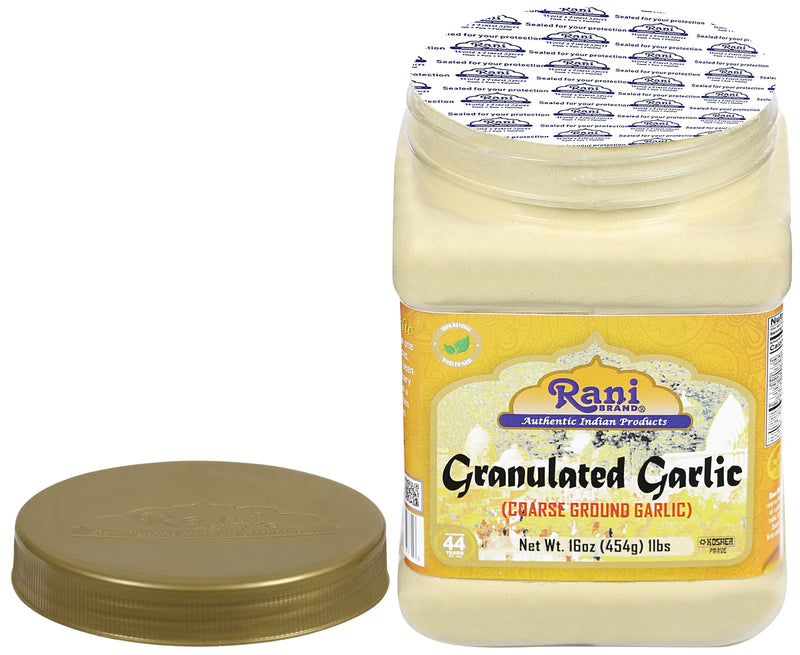 Rani Granulated Garlic (Coarse Ground Garlic) 16oz (1lb) 454g PET Jar ~ All Natural | Gluten Friendly | Vegan | NON-GMO | Kosher | No Salt or fillers | Product of USA