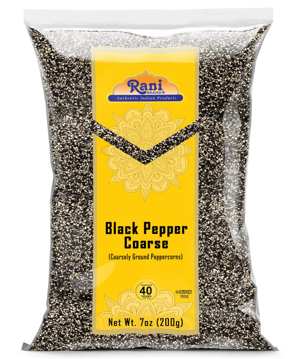 Rani Black Pepper Coarse Ground 28 Mesh (Table Grind), 7oz (200g) ~ Gluten Friendly | Non-GMO | Kosher | Natural