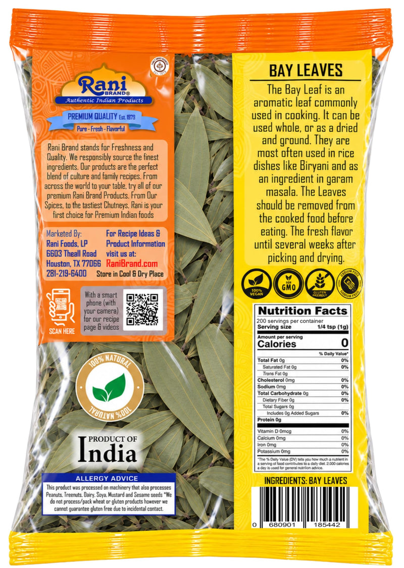 Rani Bay Leaf (Leaves) Whole Spice Hand Selected Extra Large 7oz (200g) ~ All Natural | Gluten Friendly | NON-GMO | Kosher | Vegan | Indian Origin (Tej Patta)