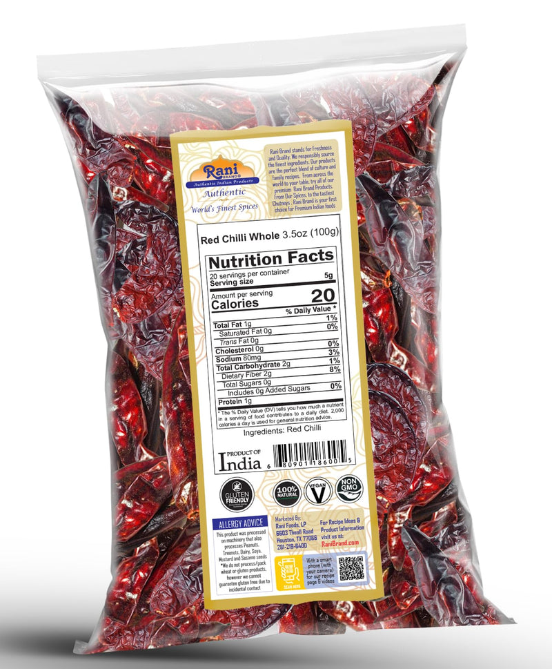 Rani Chilli Whole 3.5oz (100g) ~ All Natural | Vegan | No Colors | Gluten Friendly | NON-GMO | Kosher