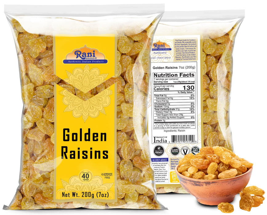 Rani Golden Raisins 7oz (200g) ~ All Natural | Gluten Friendly | NON-GMO | Kosher | Vegan | Indian Origin