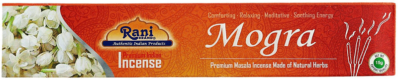 Rani Mogra Incense (Premium Masala Incense Made of Natural Herbs) 15g x 10 Packets ~ Total of 100 Incense sticks | For Puja Purposes | Indian Origin