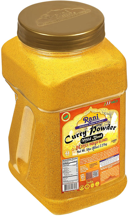 Rani Curry Powder Mild Natural 10-Spice Blend 5lbs (80oz) Bulk, PET Jar ~ Salt-Free | Vegan | Gluten Friendly | NON-GMO | Kosher | NO Chili or Peppers