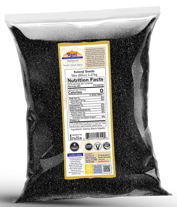 Rani Kalonji Seeds Whole Spice (Black Seed, Nigella Sativa, Black Cumin) 80oz (5lbs) 2.27kg ~ All Natural | Gluten Friendly | NON-GMO | Kosher | Vegan