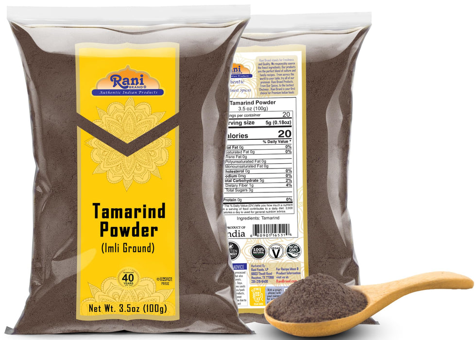 Rani Tamarind Powder (Imli) 3.5oz (100g) No added sugar/salt | Vegan | Gluten Free Ingredients | NON-GMO | Kosher | Indian Origin