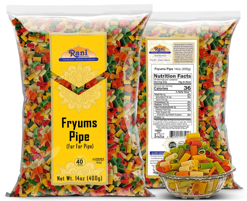 Rani Far Far / Fryums (Wheat & Tapioca Pellet) Round/Pip Shape 14oz (400gm) ~ Vegan, Kosher, Uncooked, Used to make papad, Bhungra / chip snack