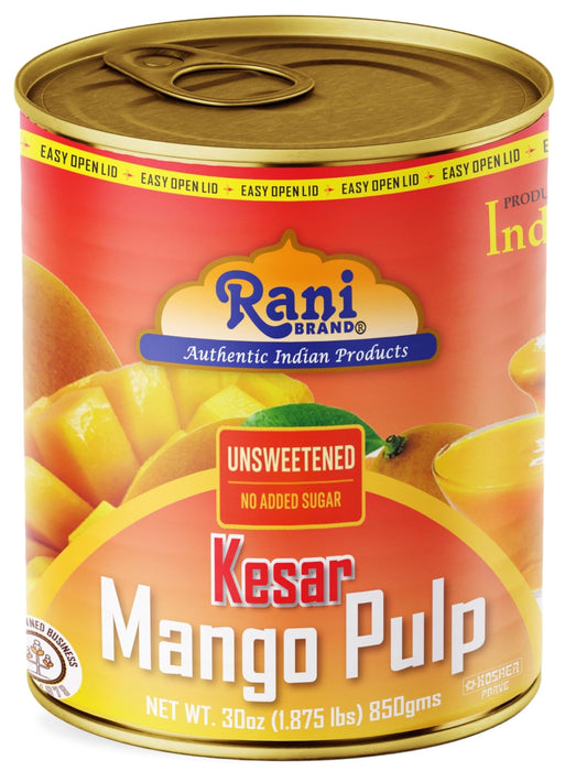 Rani Mango Pulp Puree (Makes Mango Lassi Shakes) Kesar Unsweetened 30oz (1.875lbs) 850g Pack of 18 ~ Kosher | All Natural | NON-GMO | Vegan | No colors | Gluten Friendly | Indian Origin