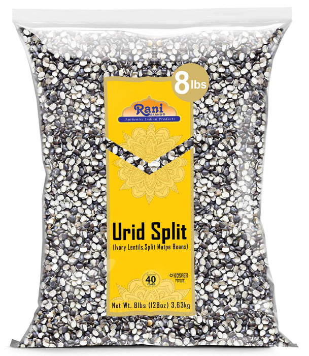 Rani Urid/Urad Dal (Split Matpe Beans with Skin) Indian Lentils 128oz (8lbs) 3.63kg Bulk ~ All Natural | Gluten Friendly | NON-GMO | Kosher | Vegan | Indian Origin