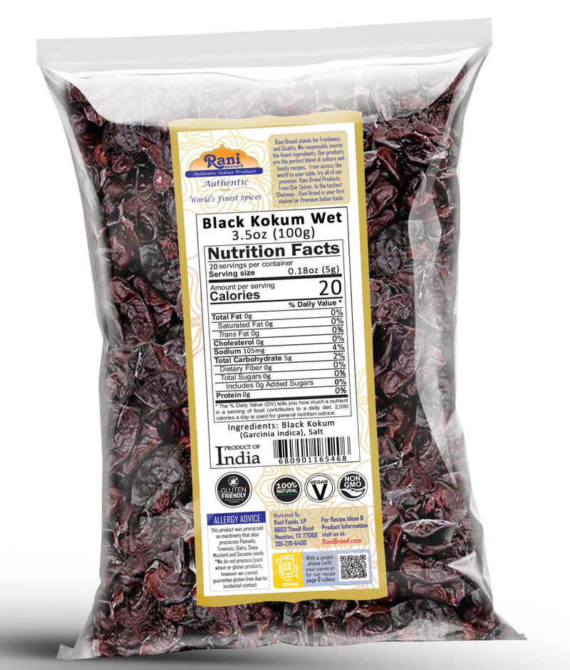Rani Black Kokum (Wet) Garcinia Indica 3.5oz (100g) ~ All Natural | Gluten Friendly | Vegan | NON-GMO | Kosher | No Salt or fillers | Indian Origin