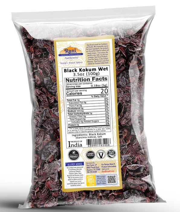 Rani Black Kokum (Wet) Garcinia Indica 3.5oz (100g) ~ All Natural | Gluten Friendly | Vegan | NON-GMO | Kosher | No Salt or fillers | Indian Origin