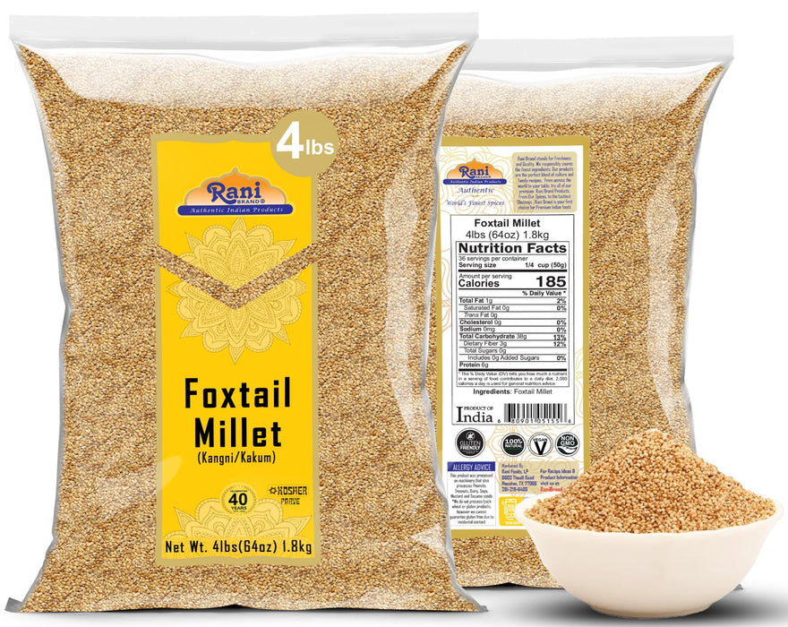 Rani Foxtail Millet Polished (Setaria italica) Ancient Grains 64oz (4lbs) 1.81kg ~ All Natural | Gluten Friendly | NON-GMO | Kosher | Vegan | Indian Origin