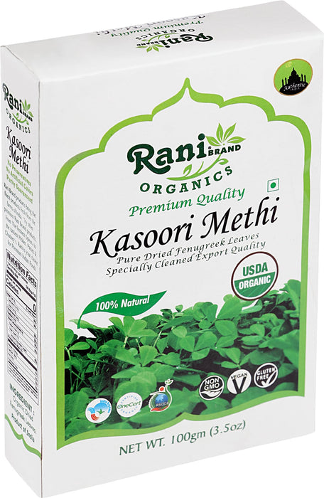 Rani Organic Fenugreek Leaves Dried (Kasoori Methi) 3.5oz (100g) ~ All Natural | Vegan | Gluten Friendly | NON-GMO | Indian Origin | USDA Certified Organic