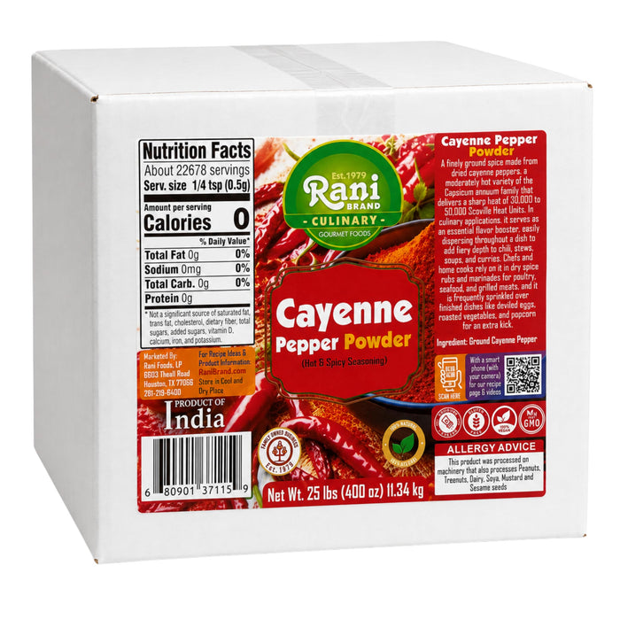 Rani Cayenne Pepper Powder (Hot & Spicy Seasoning) 400oz (25lbs) 11.34kg Bulk Box ~ All Natural | Gluten Free | NON-GMO | Kosher | Vegan | Product of India