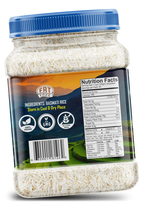 Rani Platinum White Basmati Rice Extra Long Aged 160oz (10lbs) 4.53kg PET Jar ~ All Natural | Gluten Friendly | Vegan | Indian Origin | Kosher | Export Quality