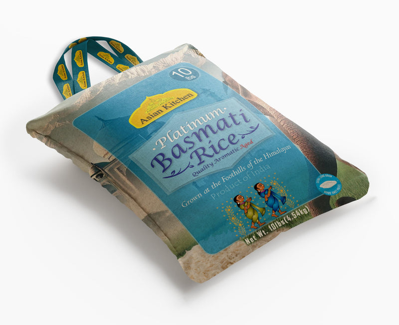 Asian Kitchen Platinum White Basmati Rice Extra Long Aged 10lbs (4.54kg) ~ All Natural | Vegan | Gluten Friendly | Indian Origin