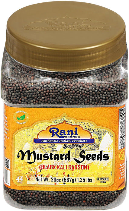 Rani Black Mustard Seeds Whole Spice (Kali Rai) 20oz (1.25lbs) 567g PET Jar ~ All Natural | Gluten Friendly | NON-GMO | Vegan | Kosher | Indian Origin